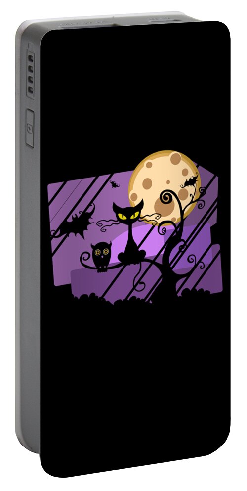 Funny Portable Battery Charger featuring the digital art Happy Halloween Cat by Flippin Sweet Gear