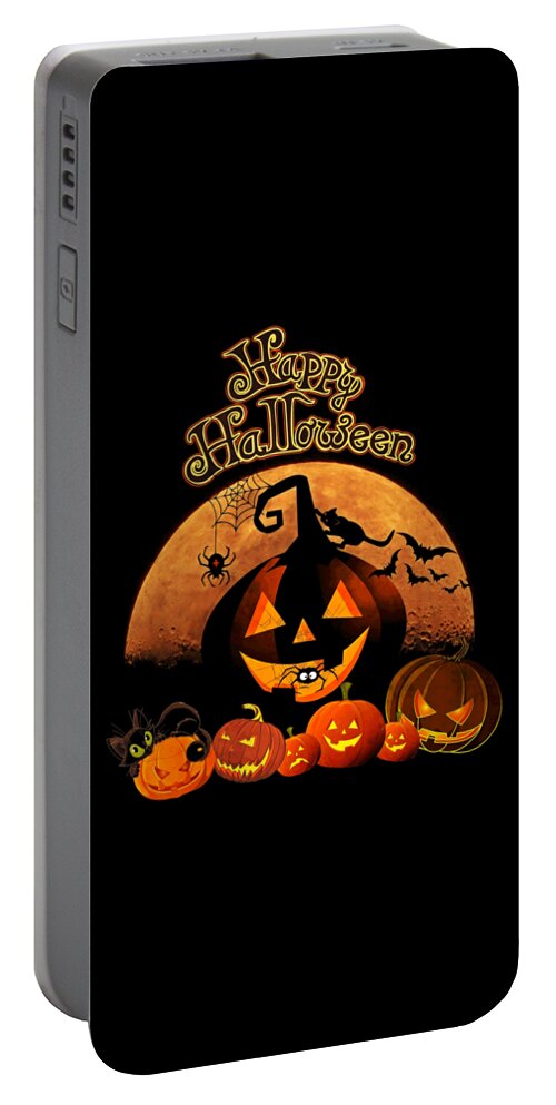 Funny Portable Battery Charger featuring the digital art Happy Halloween by Flippin Sweet Gear