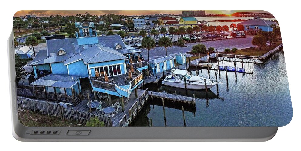Gulfcoast Portable Battery Charger featuring the photograph Happy Harbor DJI_0589 by Michael Thomas