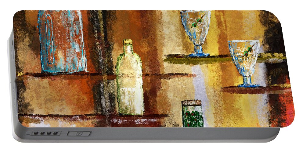 Gin Portable Battery Charger featuring the digital art Happy Hour by Ken Taylor