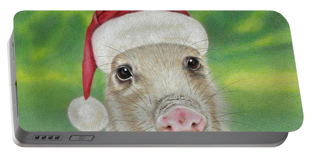 Javelina Portable Battery Charger featuring the drawing Happy Javelina by Karrie J Butler