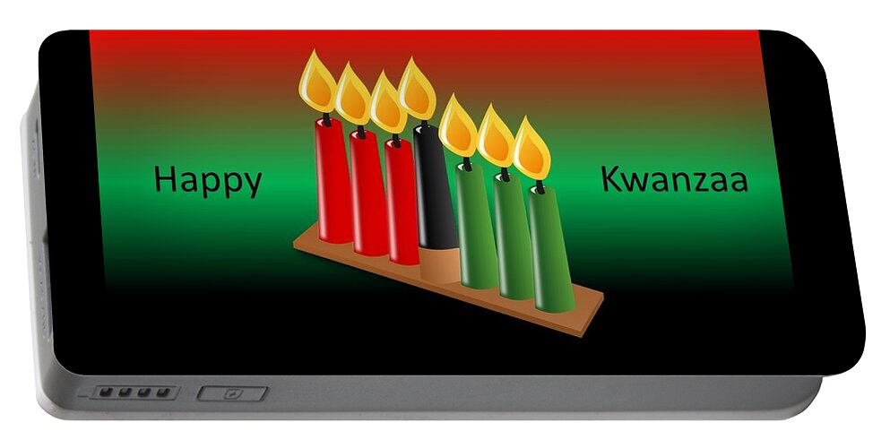 Kwanzaa Portable Battery Charger featuring the mixed media Happy Kwanzaa by Nancy Ayanna Wyatt