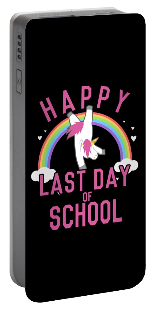 Funny Portable Battery Charger featuring the digital art Happy Last Day of School Unicorn Dancing by Flippin Sweet Gear