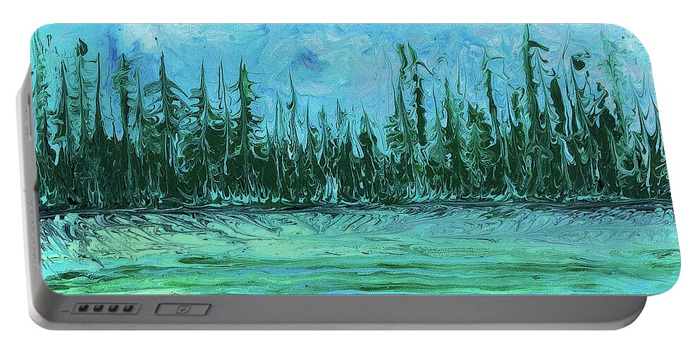 Landscape Portable Battery Charger featuring the painting Happy Trees by Steve Shaw