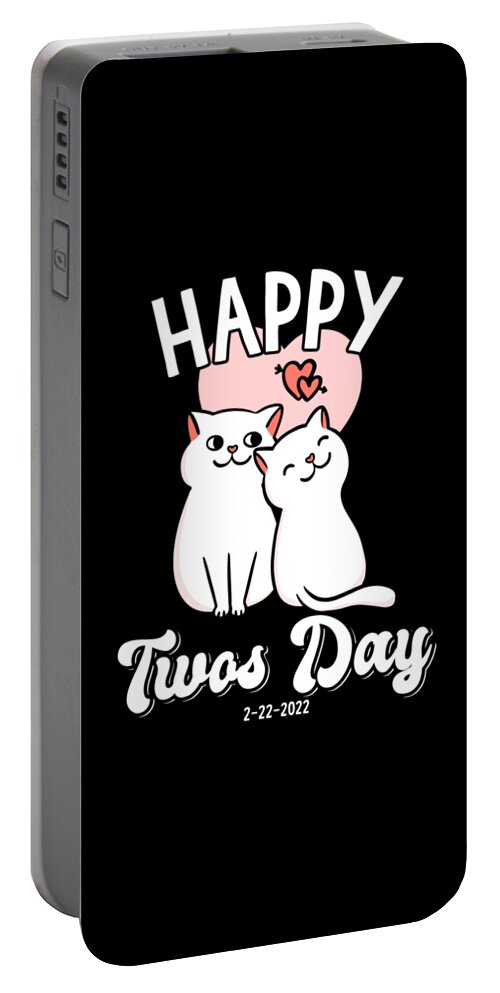 Palindrome Portable Battery Charger featuring the digital art Happy Twosday Palindrome 2-22-2022 by Flippin Sweet Gear