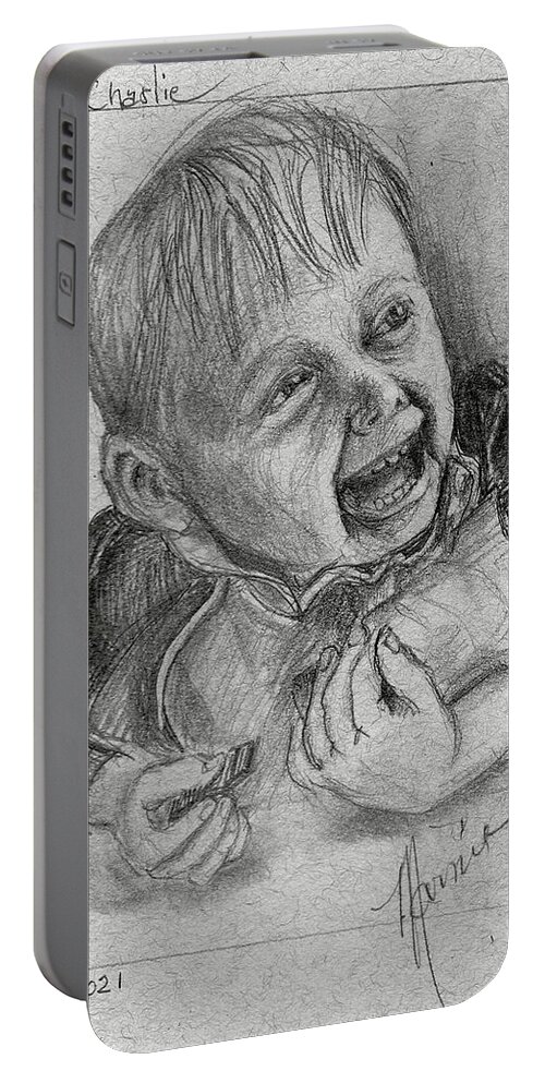 Child Portable Battery Charger featuring the drawing Happyness Is by Marnie Clark