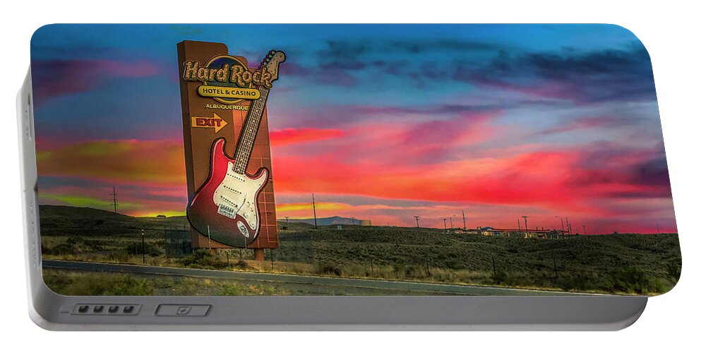 Hard Rock Portable Battery Charger featuring the photograph Hard Rock sign by Micah Offman