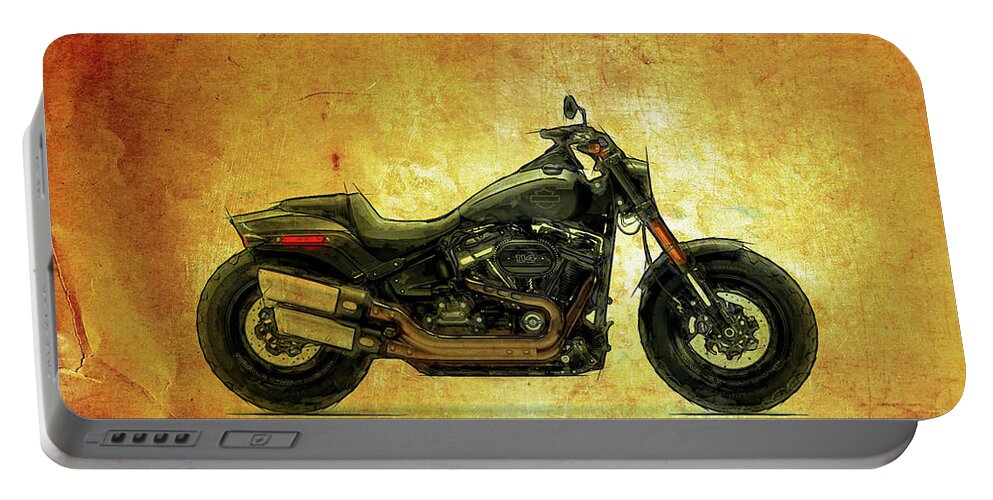 Harley Davidson Portable Battery Charger featuring the digital art Harley Davidson Fat Bob by Roger Lighterness