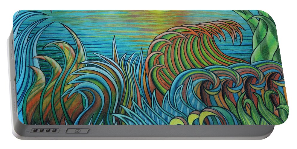 Abstract Portable Battery Charger featuring the drawing Harmonic Influence by Scott Brennan