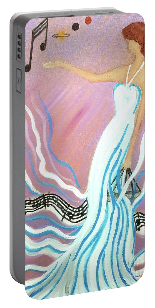 Music Portable Battery Charger featuring the painting Harmonic Law by Artist Linda Marie