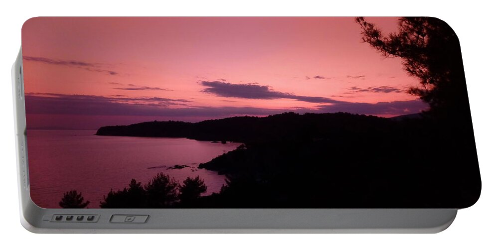 Harmony Portable Battery Charger featuring the photograph Harmony of Purple Sunset by Leonida Arte