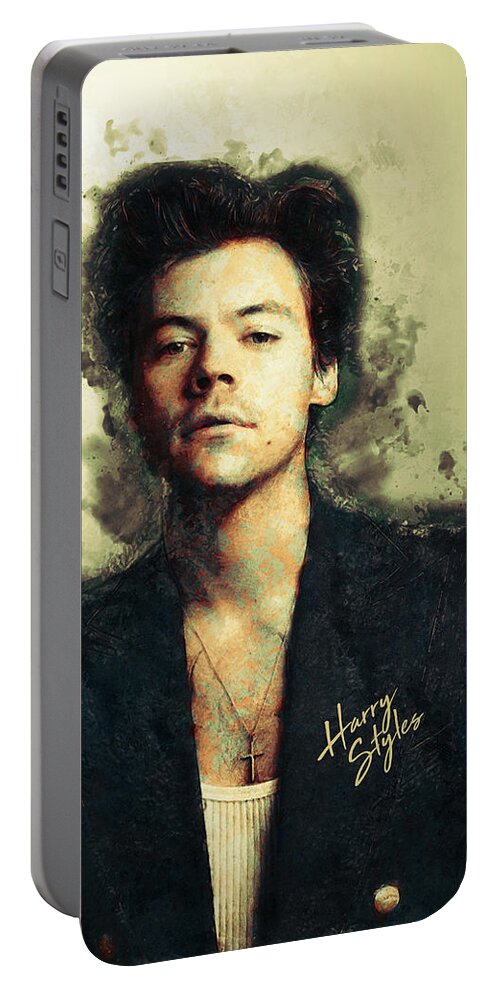 Harry Styles Portable Battery Charger featuring the digital art Harry Styles - Vintage, Victorian Style Painting 01 by Studio Grafiikka