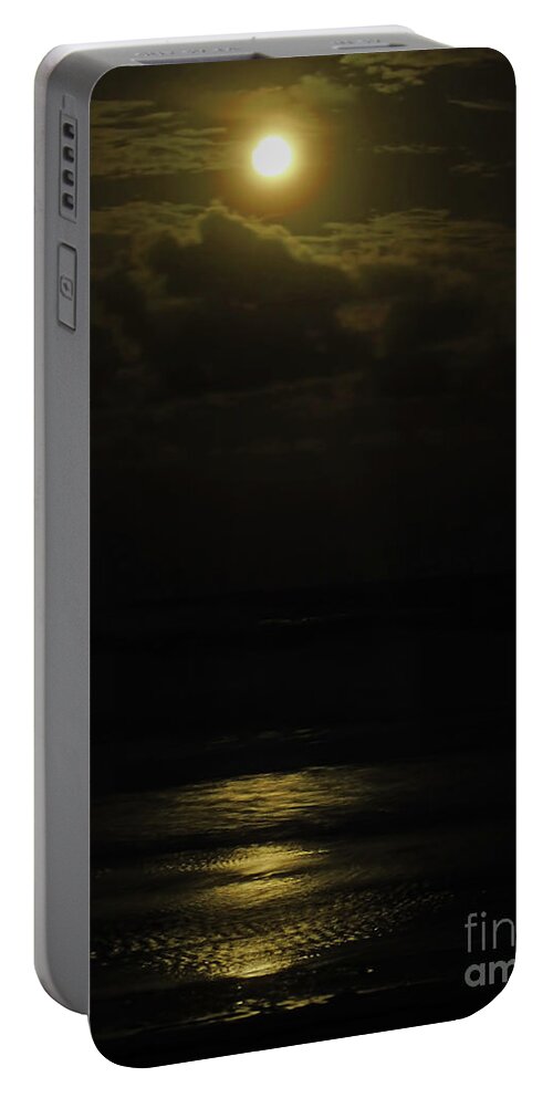 Moon Portable Battery Charger featuring the photograph Harvest Moon Reflections by D Hackett