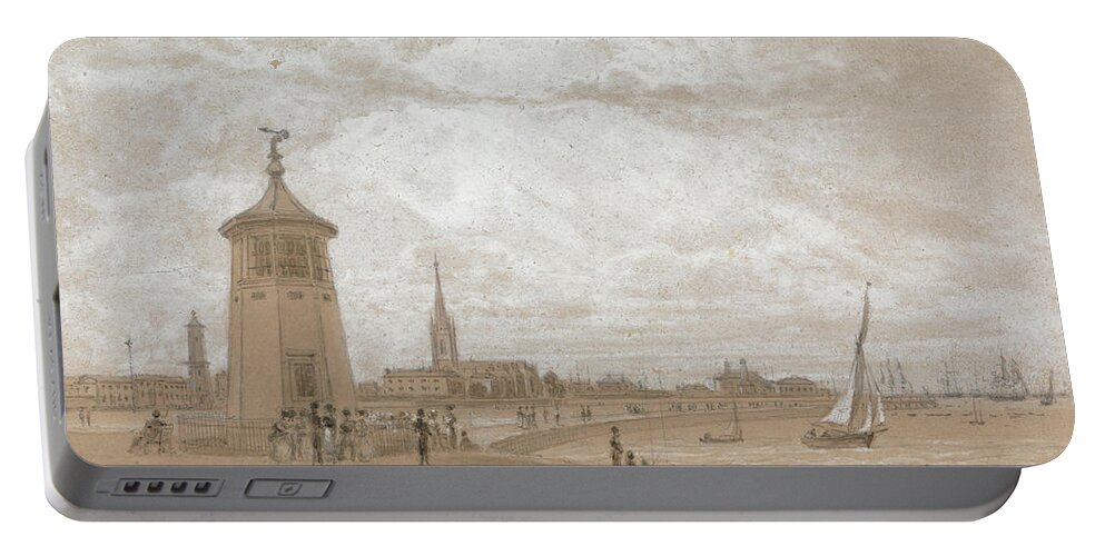  19th Century Art Portable Battery Charger featuring the drawing Harwich, Essex by William Daniell