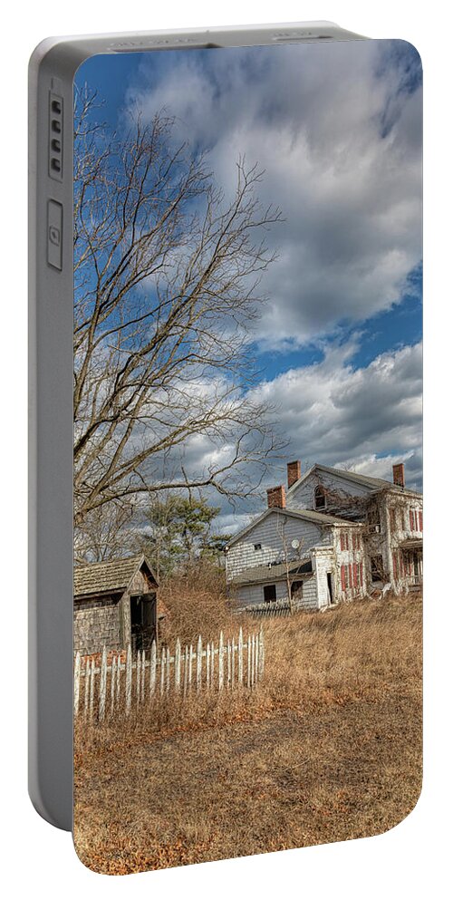 White Fence Portable Battery Charger featuring the photograph Haunted Pump House by David Letts