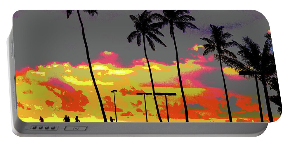 Hawaii Portable Battery Charger featuring the digital art Hawaiian Silhouettes Enhanced by David Desautel