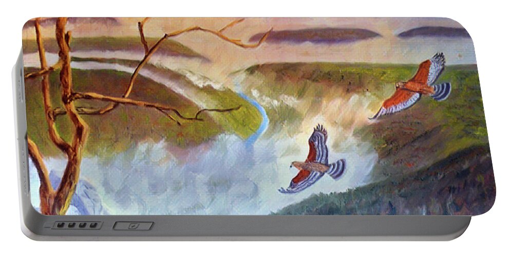 Hawk Mountain Portable Battery Charger featuring the painting Hawk Mountain  by Joel Smith