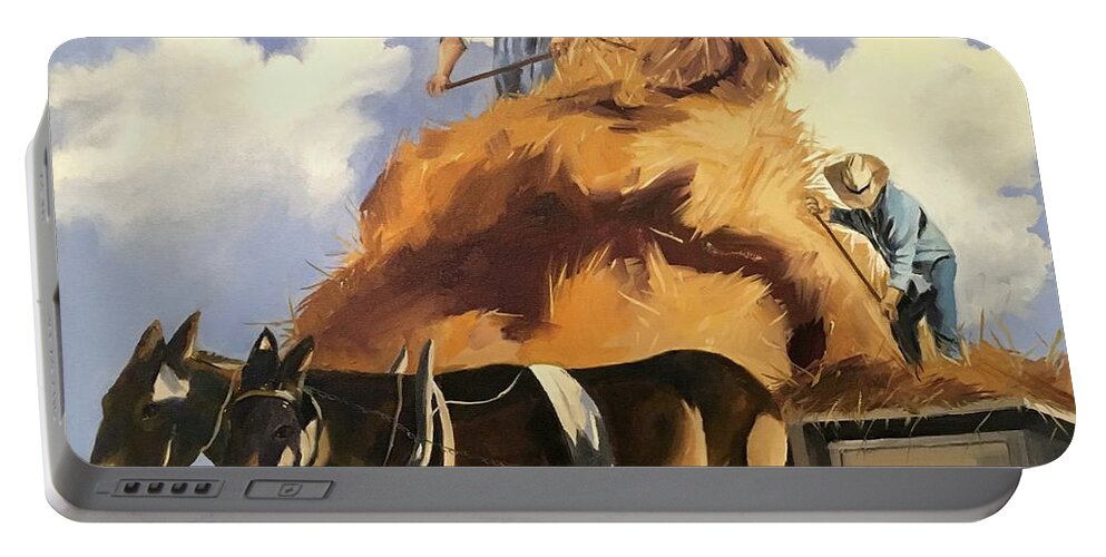 Hay Ii Portable Battery Charger featuring the painting Hay II by Chris Gholson