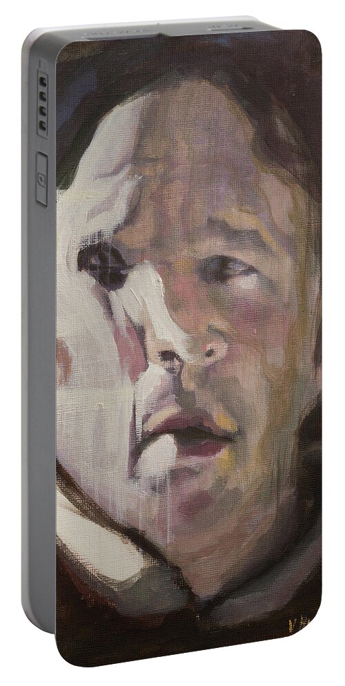 #portrait Portable Battery Charger featuring the painting Head Study 35 by Veronica Huacuja