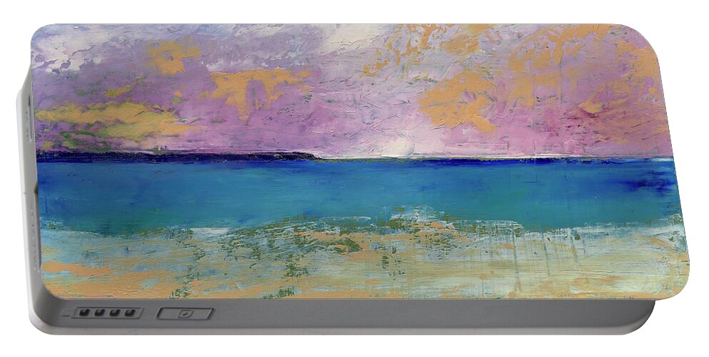 Headland Portable Battery Charger featuring the painting Headland by Roger Clarke