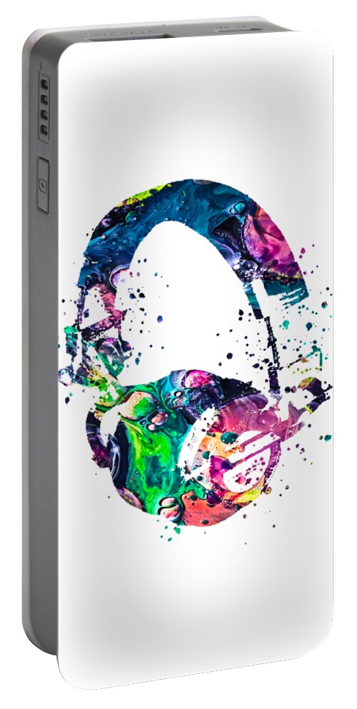 Headphones Portable Battery Charger featuring the painting Headphones by Zuzi 's