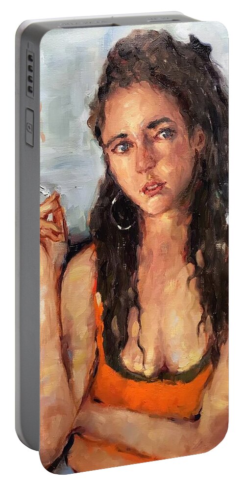 Portrait Portable Battery Charger featuring the painting Heartbreaker by Ashlee Trcka