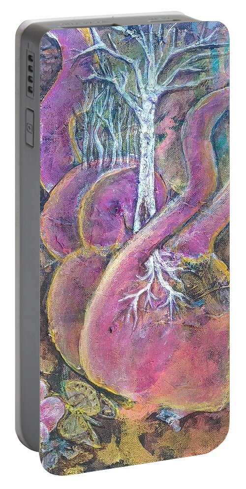Heart Portable Battery Charger featuring the painting Hearts New Tree of Life by Feather Redfox