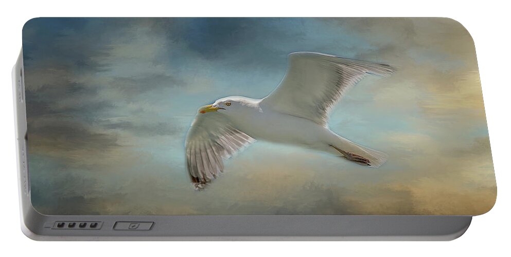 Seagull Portable Battery Charger featuring the photograph Heavenly Flight by Cathy Kovarik