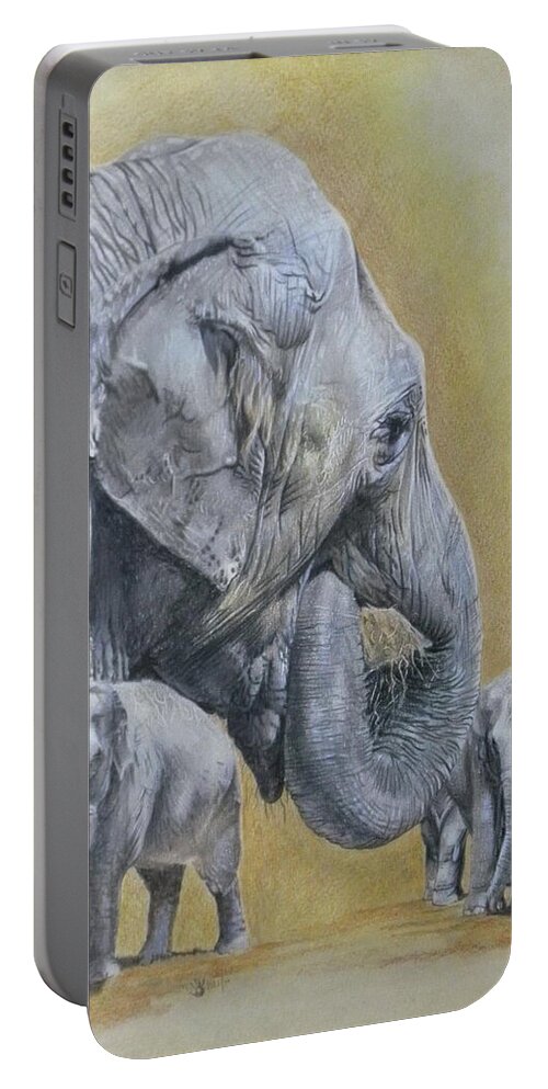 Elephant Portable Battery Charger featuring the mixed media Heavy-duty by Barbara Keith