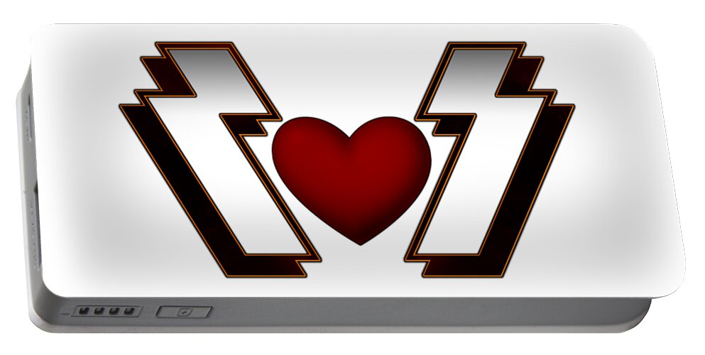Heart Portable Battery Charger featuring the digital art Heavy Metal Heart Emblem by Rolando Burbon