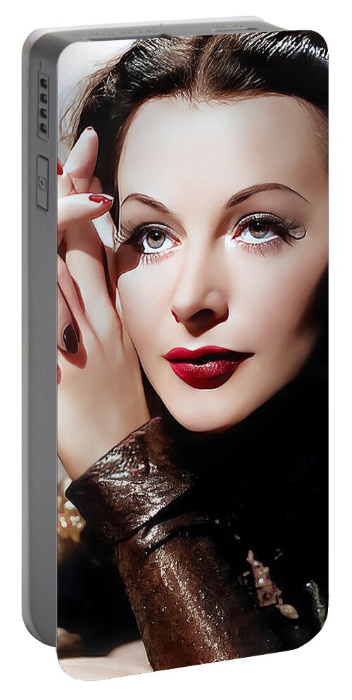 Austrian Portable Battery Charger featuring the digital art Hedy Lamarr - Actress by Chuck Staley