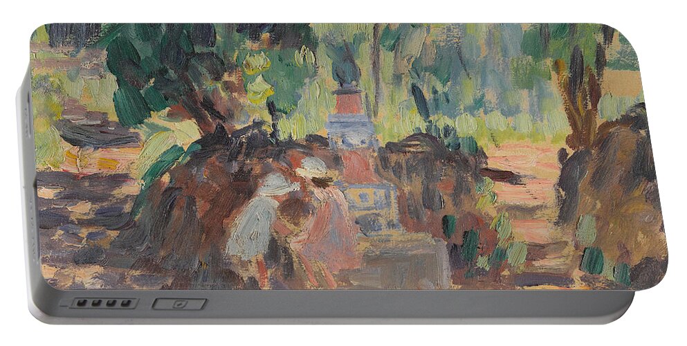 Background Portable Battery Charger featuring the painting Henri Lebasque by MotionAge Designs