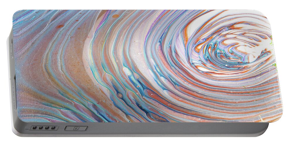 Abstract Portable Battery Charger featuring the digital art Here And There - Colorful Abstract Contemporary Acrylic Painting by Sambel Pedes