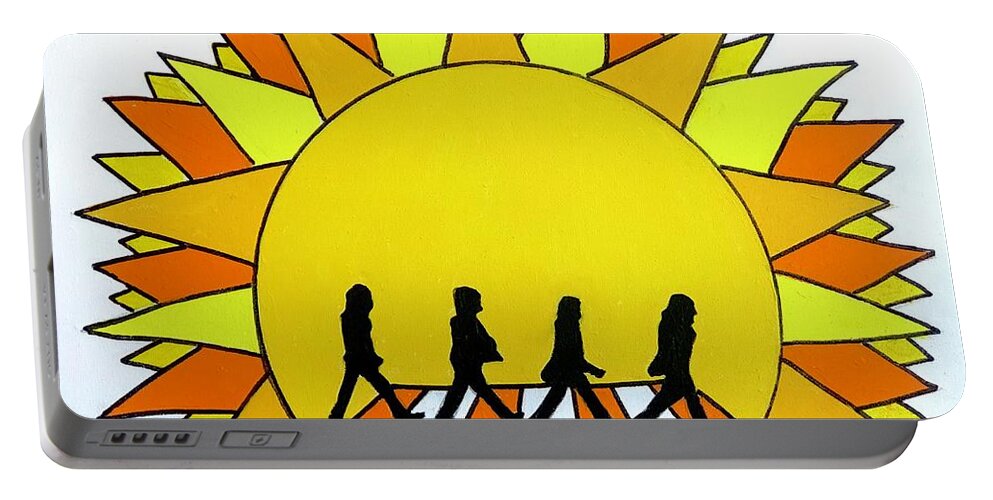 Beatles Sun Abbey Road Portable Battery Charger featuring the painting Here Comes The Sun by Mike Stanko