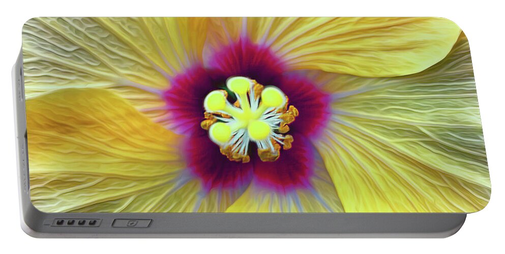 Flower Portable Battery Charger featuring the photograph Hibiscus Hype by Bill and Linda Tiepelman