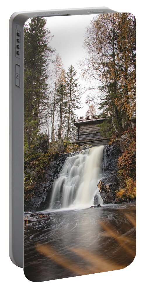 Komulanköngäs Portable Battery Charger featuring the photograph Hidden Komulankongas waterfall by Vaclav Sonnek