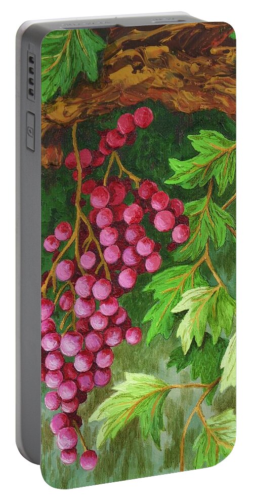 Grapes Portable Battery Charger featuring the painting Hidden Treasure by Katherine Young-Beck