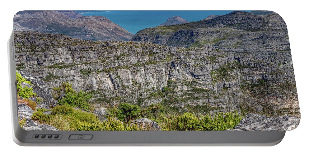 Table Mountain Portable Battery Charger featuring the photograph High and Rugged Table Mountain by Marcy Wielfaert