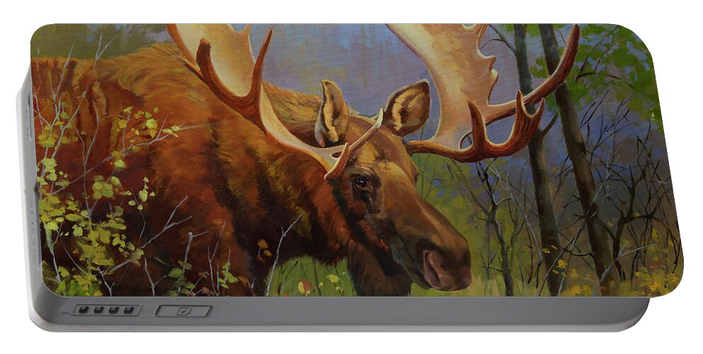 Nature Portable Battery Charger featuring the painting High Country Sentinel by Carolyne Hawley