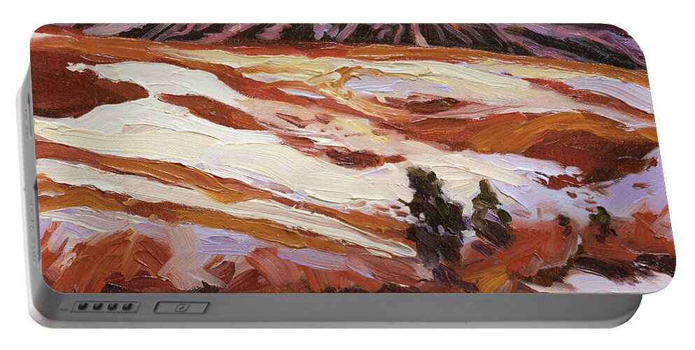 Landscape Portable Battery Charger featuring the painting High Country Thaw by Steve Henderson