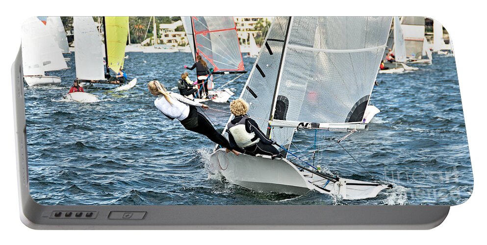 Csne10a Portable Battery Charger featuring the photograph High School Children Sailing Racing by Geoff Childs