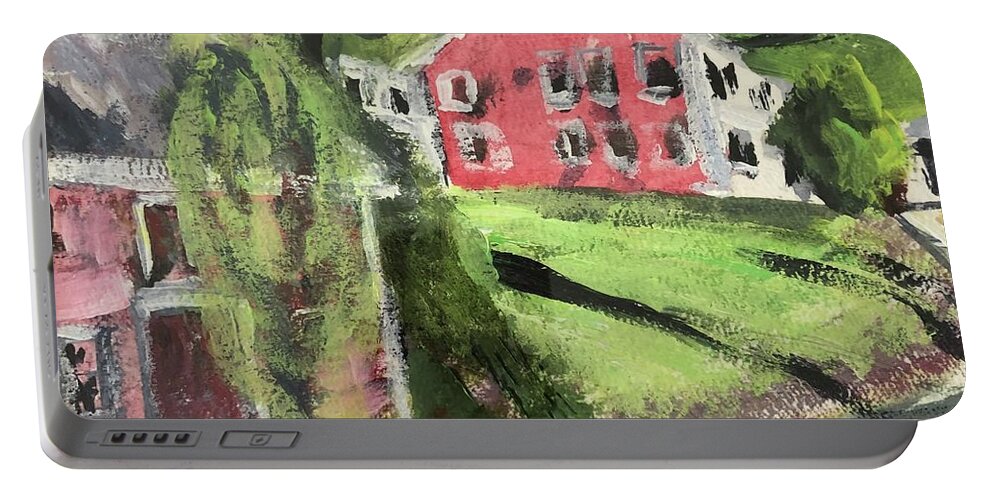 New England Portable Battery Charger featuring the painting High Street by Cyndie Katz