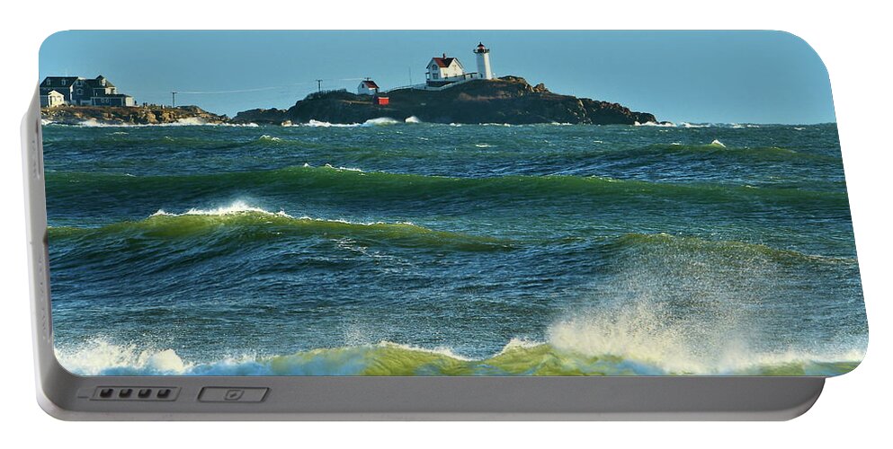 Ocean Portable Battery Charger featuring the photograph High Tide on the Cape by Harry Moulton