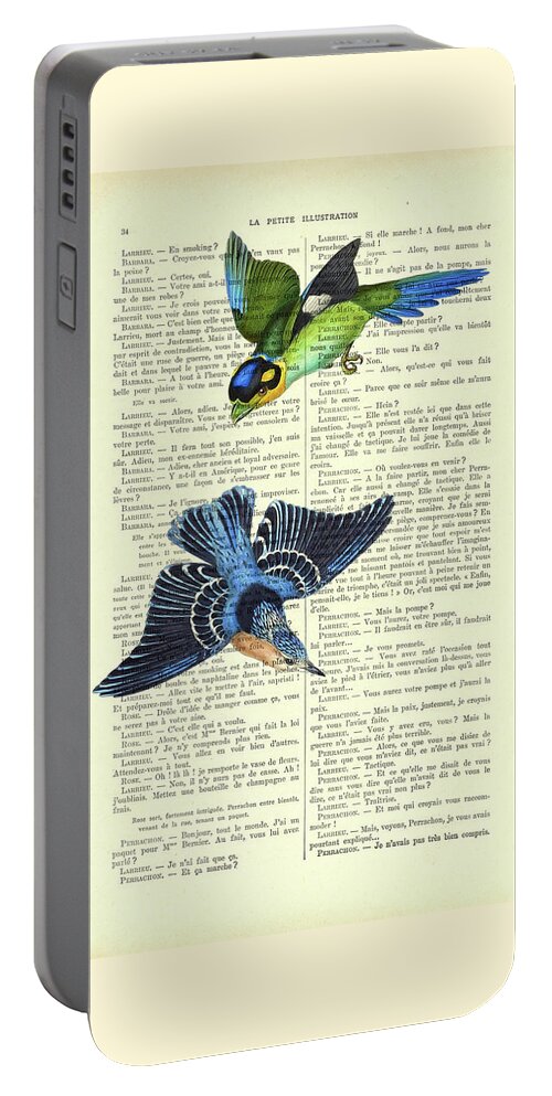 Bird Portable Battery Charger featuring the digital art High Up In The Sky by Madame Memento
