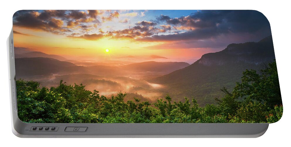 Sunset Portable Battery Charger featuring the photograph Highlands Sunrise - Whitesides Mountain in Highlands NC by Dave Allen