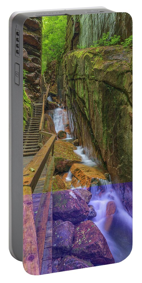 Flume Gorge Portable Battery Charger featuring the photograph Hiking in the New Hampshire White Mountains Flume Gorge by Juergen Roth