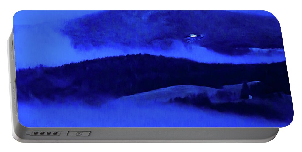 Hills Portable Battery Charger featuring the photograph Hills and Fog Blue Hour by Tim Kirchoff