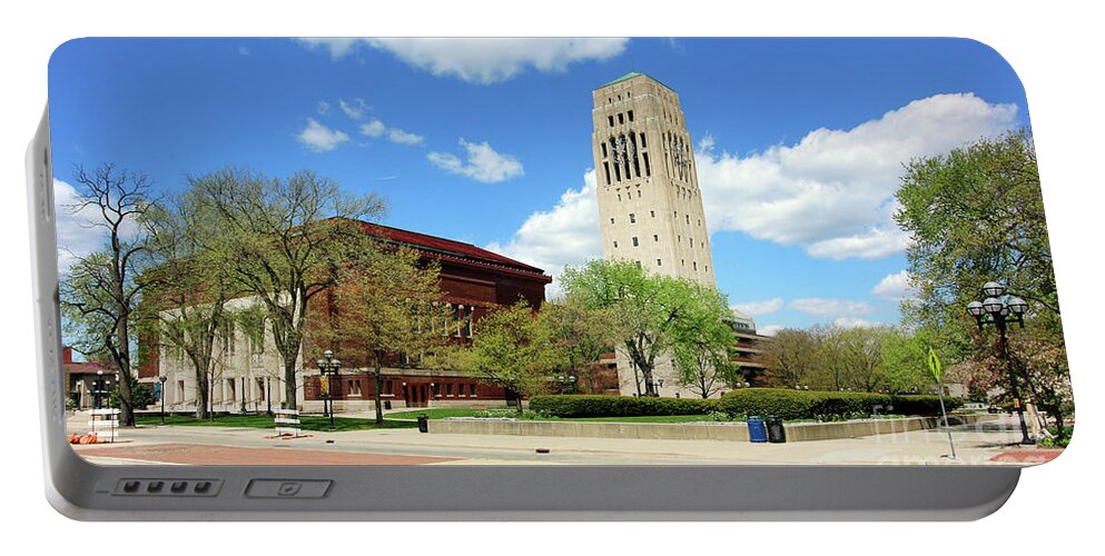 Hill Auditorium Portable Battery Charger featuring the photograph Hill Auditorium and Burton Memorial Tower University of Michigan 6184 by Jack Schultz