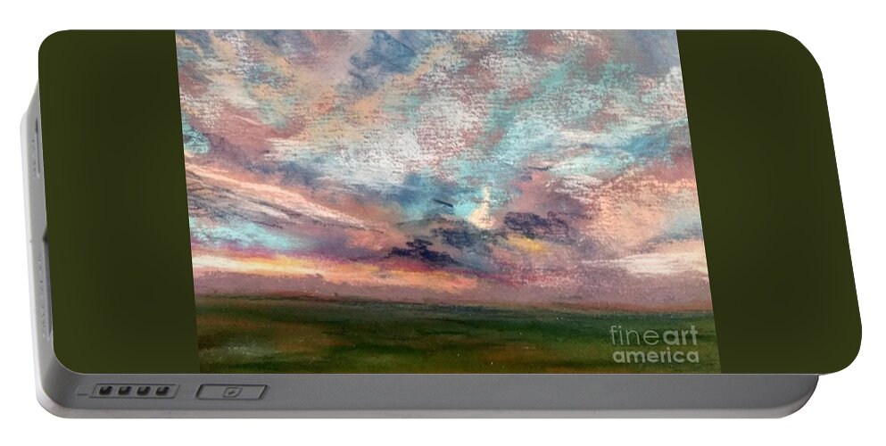 Sunset Portable Battery Charger featuring the painting Hillsboro Sunset by Constance Gehring
