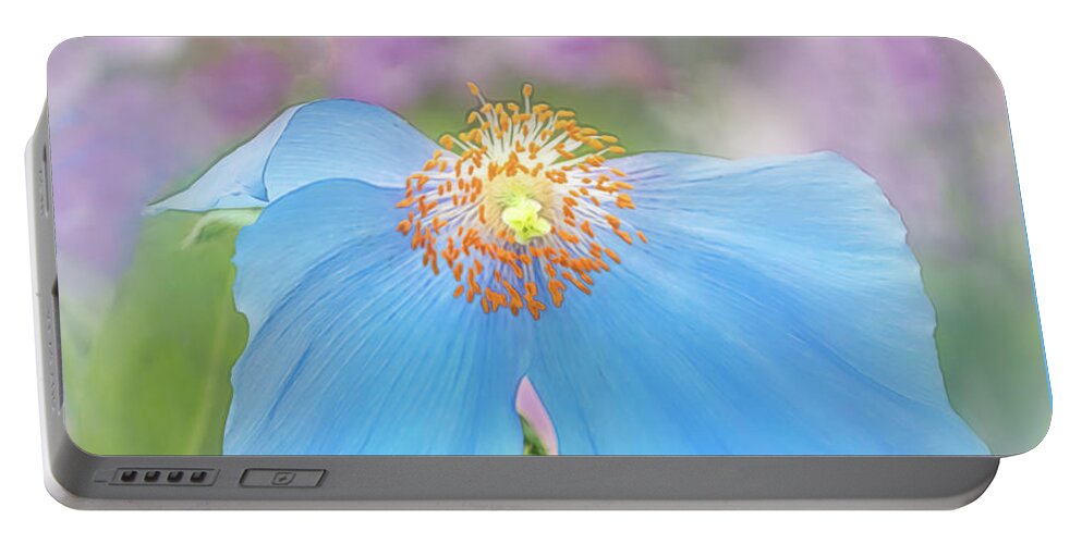 Poppy Portable Battery Charger featuring the photograph Himalayan Blue Poppy - In The Garden by Sylvia Goldkranz